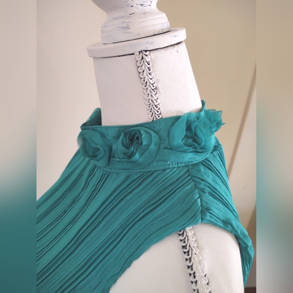Lucy Paris 💐Teal Pleated-Top with Rosette Detail~ Size: S